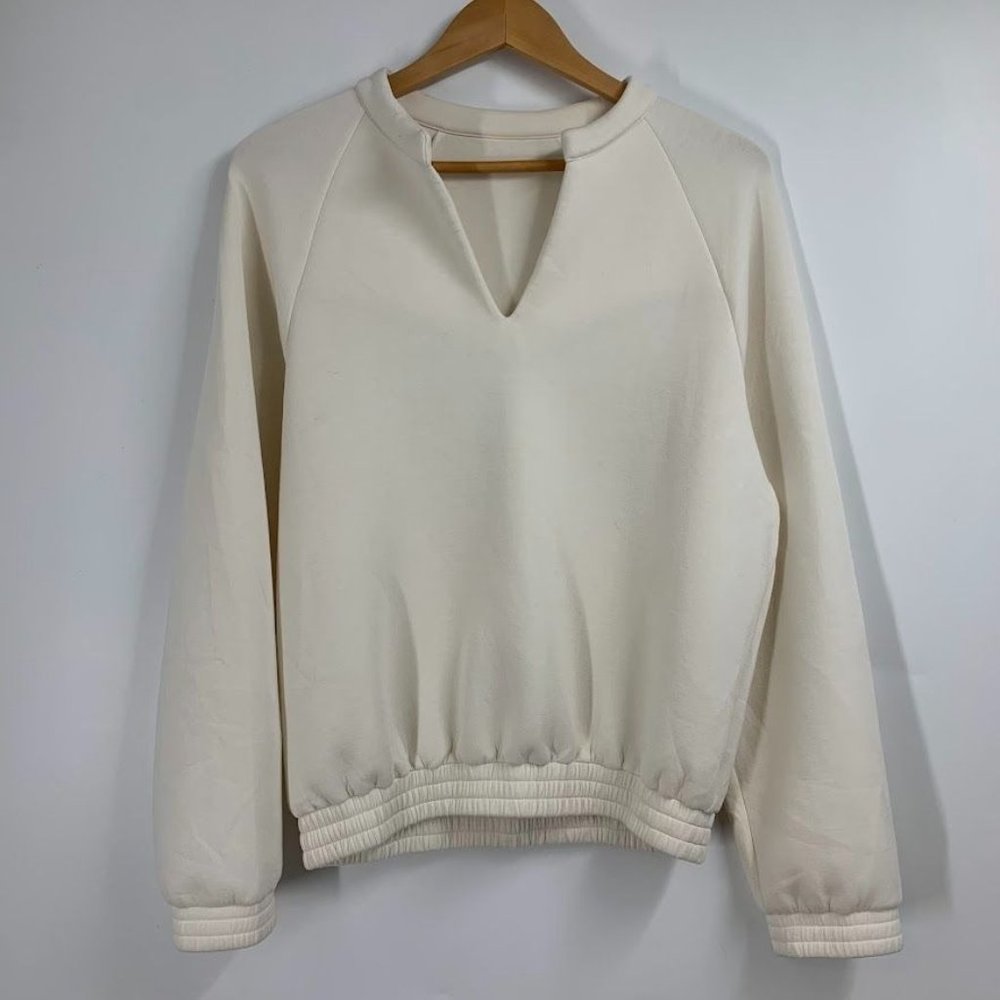 Leze The Label  Women's Athena Sweater Light Split Neck Sweatshirt Sze M